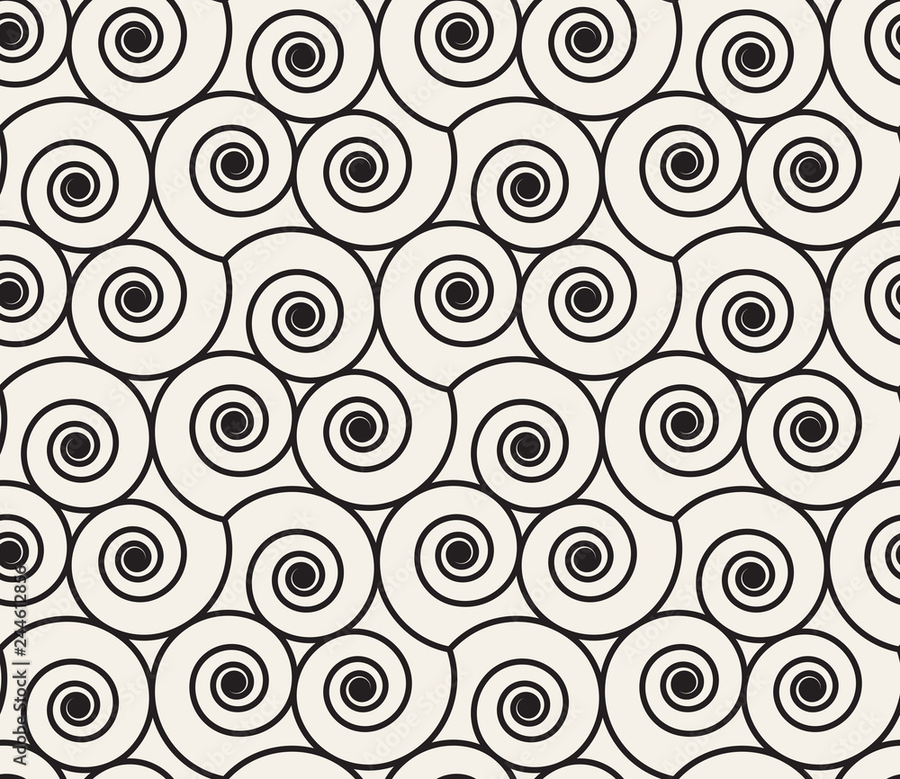 Leinwandbilder geometrical beige linear pattern with curls. vector seamless texture.