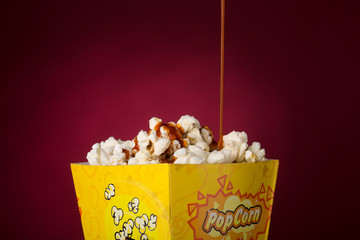popcorn in red background