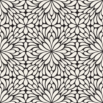 Vector flourish background. Beige wallpaper pattern with petals.