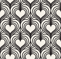 Vector geometric pattern. Seamless linear pattern with hearts.