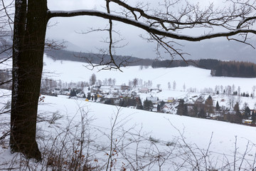 Snowy north Bohemia Landscape, Jizerske Mountains, Czech Republic