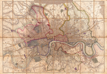 Fototapeta premium 1852, Davies Case Map or Pocket Map of London, England