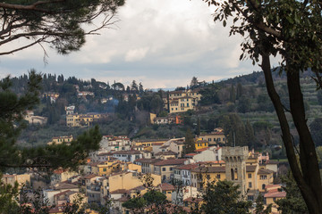 Typical Tuscany landscape with typical houses on a hill, Italy.