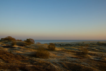 Sunset over the sand dunes of the Curonian spit