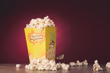 popcorn in red background