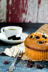 blueberry muffin and coffee