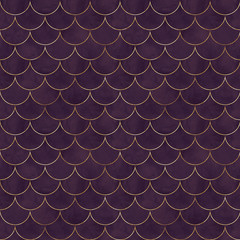 Mermaid fish scale wave japanese seamless pattern