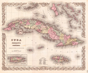 1855, Colton Map of Cuba, Jamaica and Porto Rico