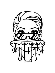 hübsch monster sexy mädchen cool frau weiblich girl sonnenbrille fressen hunger gesicht beißen zähne knirschen graffiti tropfen mund lustig comic cartoon clipart design
