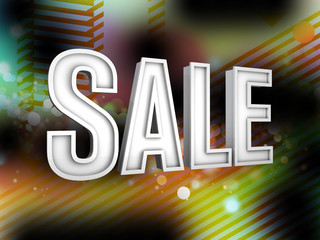 3d Text Sale. On Colorfull Background.
