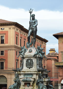 Neptune fountain in the Piazza del Nettuno in Bologna, Italy