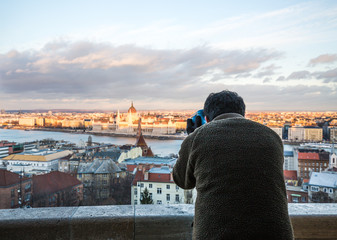 Fototapeta na wymiar skyline of Budapest from the Fisherman's bastion
