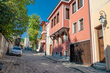 Fototapeta na wymiar amazing street in Plovdiv city in Bulgaria