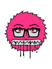 haarig pelzig flauschig nerd girl weiblich hübsch hornbrille geek frau fressen hunger gesicht beißen zähne knirschen graffiti tropfen mund lustig comic cartoon clipart design