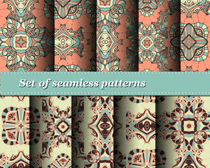 Set of vector seamless abstract pattern.