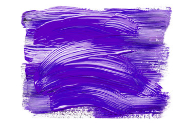 Abstraction for background, rectangular pattern with violet paint on white isolated background