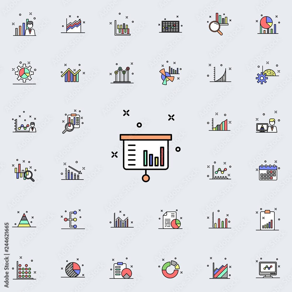 Poster report presentation colored icon. business charts icons universal set for web and mobile