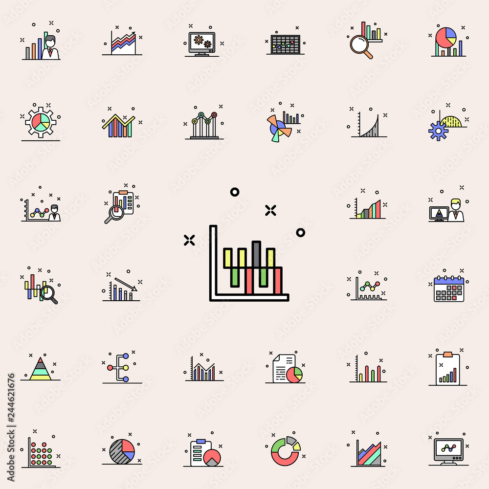 Aufkleber diagram columns colored icon. business charts icons universal set for web and mobile