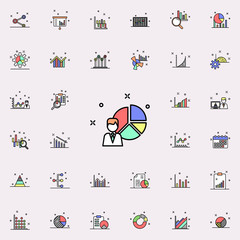 Characteristics of staff diagram pie colored icon. Business charts icons universal set for web and mobile