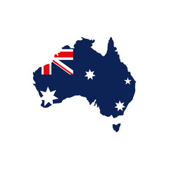 Australia mainland, in the colors of the Australian flag. Holiday day australia.