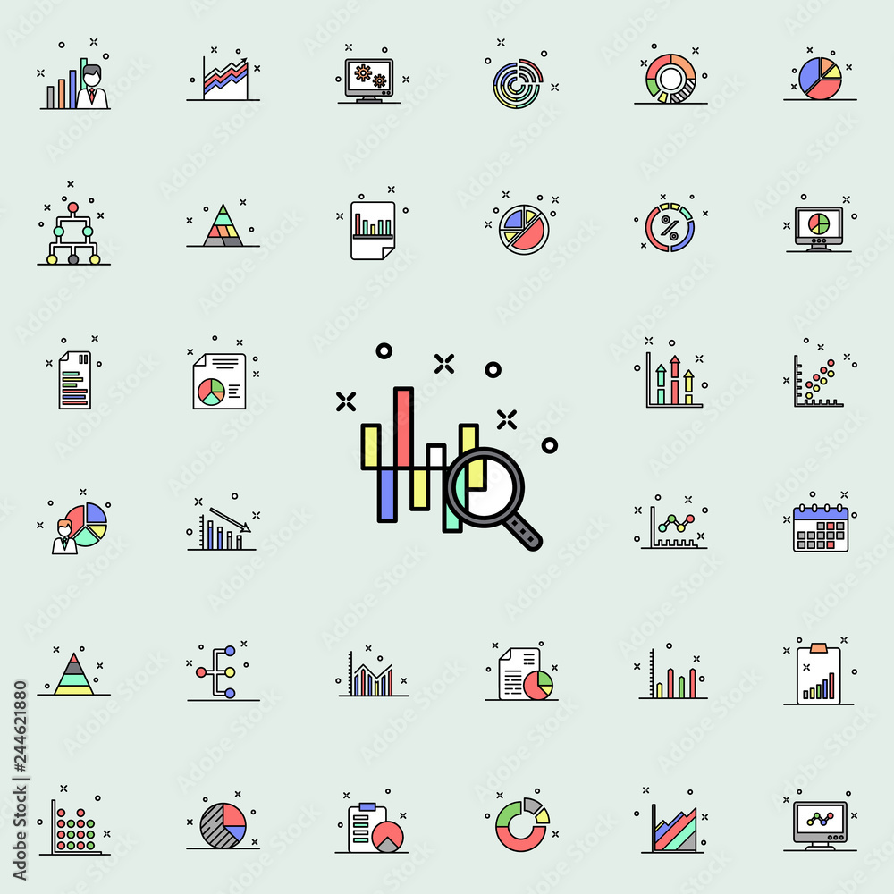 Poster magnifier and diagram colored icon. business charts icons universal set for web and mobile