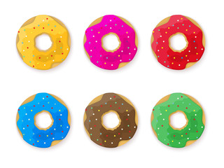 Fototapeta premium Set of sweet donuts icons. Vector illustration.