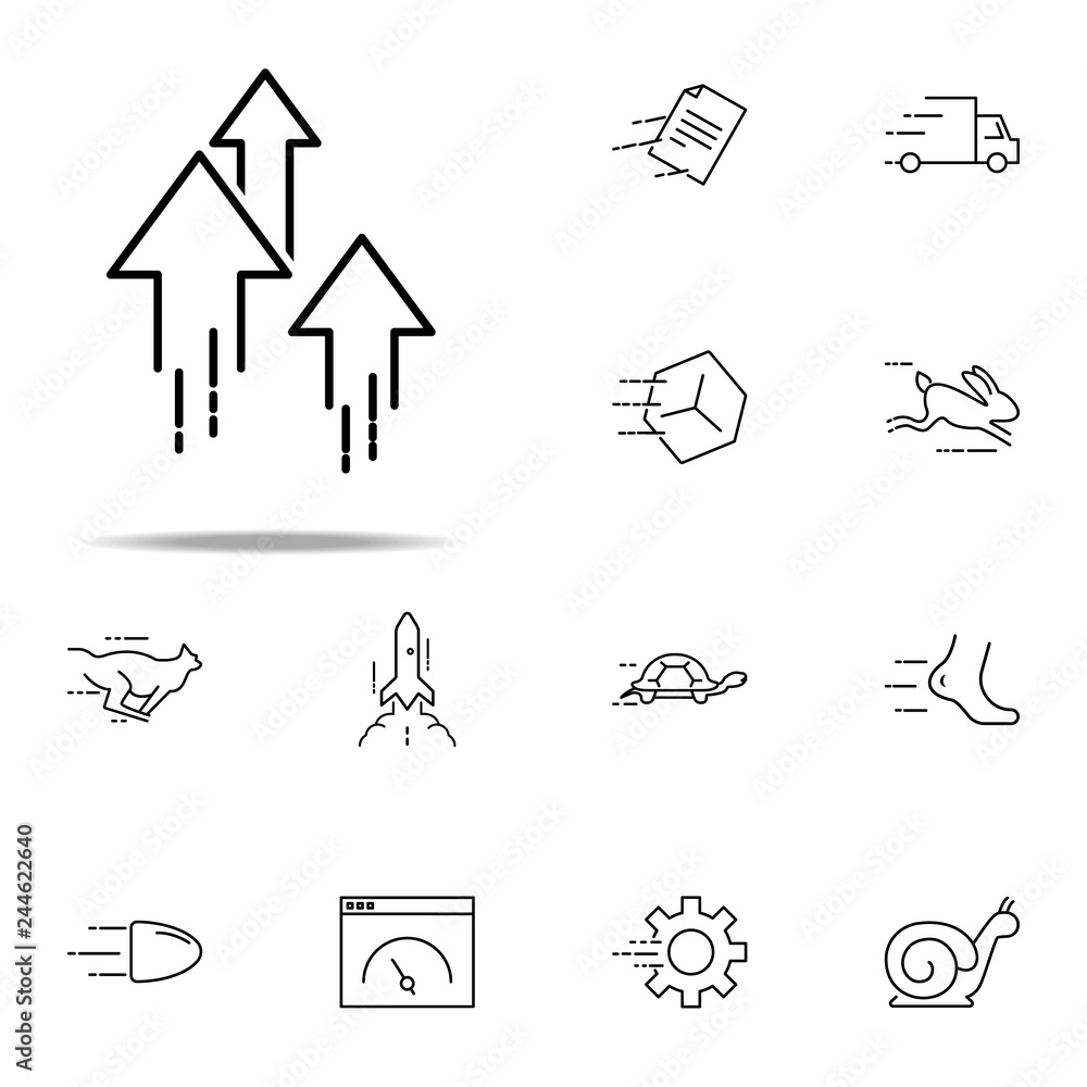 Poster flying arrows icon. speed icons universal set for web and mobile