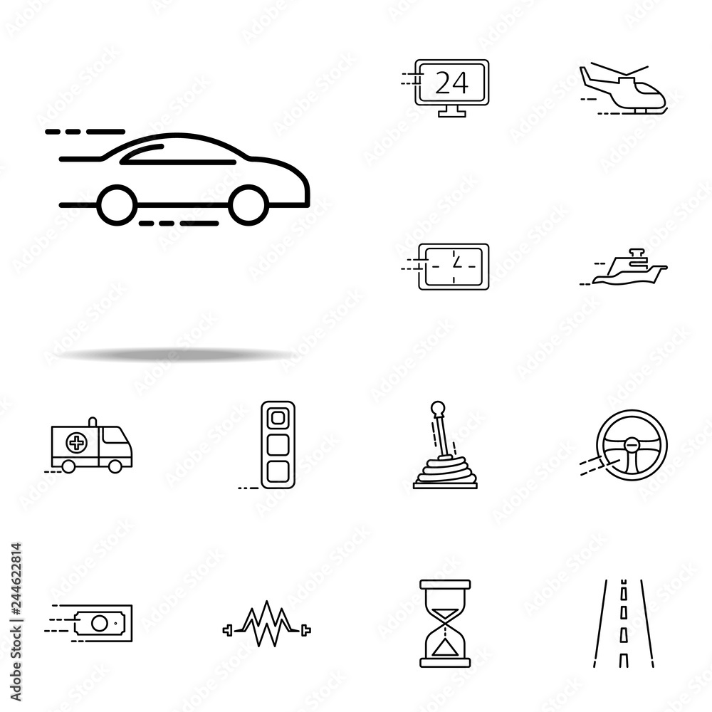 Poster car at speed icon. speed icons universal set for web and mobile