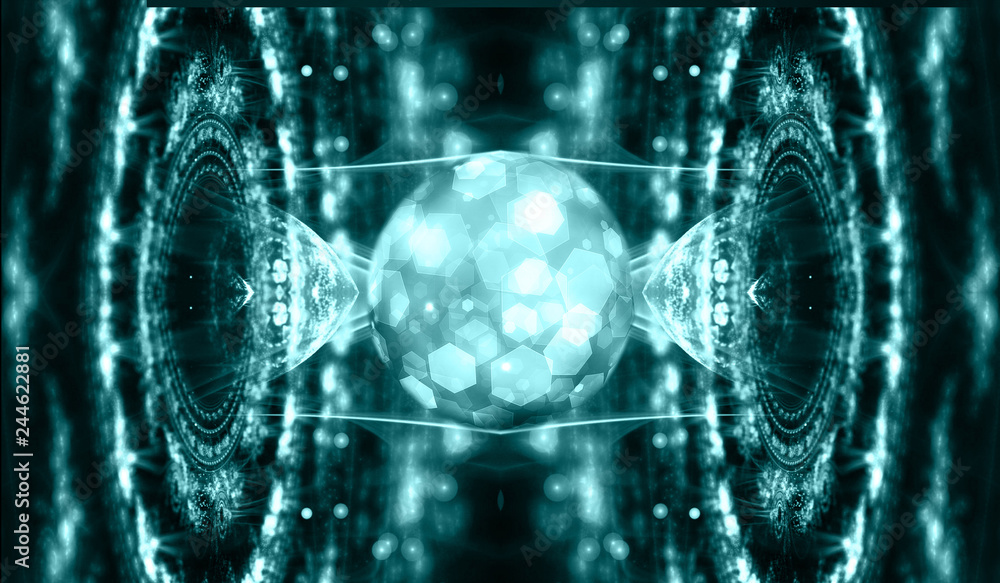 Poster abstract artistic fractal 3d computer generating ball of energy background