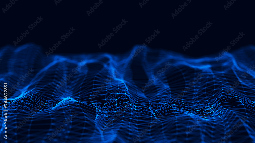 Poster Network connection dots and lines. Technology background. Plexus. Big data background. 3d rendering.