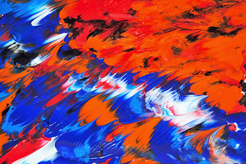 Abstract and colorful acrylic painting with texture