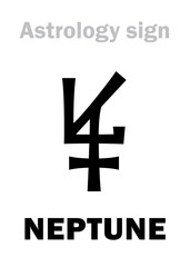 Obraz premium Astrology Alphabet: NEPTUNE, higher global planet. Hieroglyphics character sign (LV-monogram symbol in honor of his discoverer LeVerrier, used in old French astronomical literature).