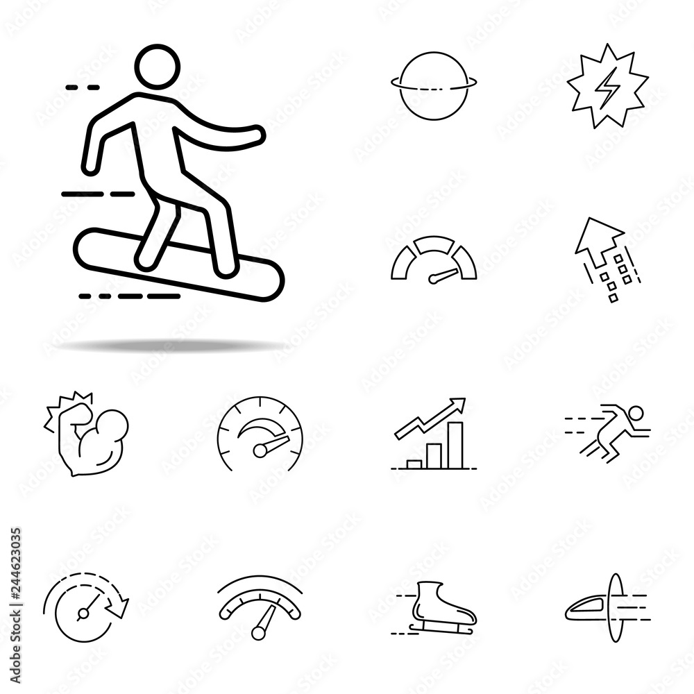 Aufkleber surfer on the board icon. speed icons universal set for web and mobile