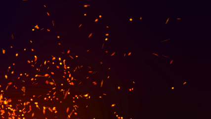 Abstract background of particles. Fire flying sparks. Burning red sparks. Fire. 4k background.