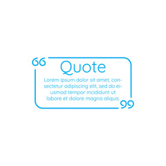 Blue Linear outline Text quote frame, vector illustration on white background.