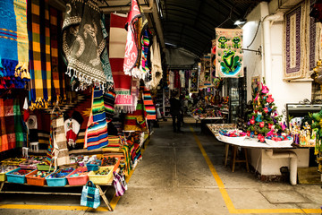 Obraz na płótnie Canvas People Shopping at Market in Mexico CIty