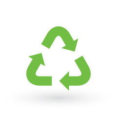 Three green arrows with. eco recycle icon. eco sign isolated on white background. Vector reuse illustration. Green flat symbol.