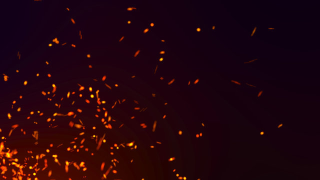 Abstract Background Of Particles. Fire Flying Sparks. Burning Red Sparks. Fire. 4k Background.