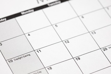 daylight savings 2019 on calendar. Spring Forward Time - Savings Daylight Concept.