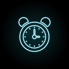 alarm clock icon in neon style. Simple thin line, outline vector of education icons for UI and UX, website or mobile application