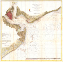 1866, U.S. Coast Survey Nautical Chart of Charleston Harbor, South Carolina