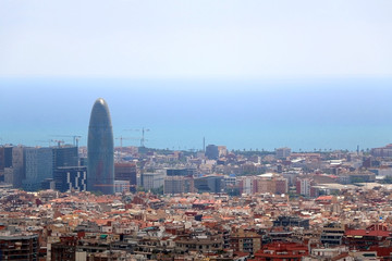 Aerial view of Barcelona from Park Güell.