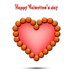 Happy Valentines Day. Heart from basketball balls
