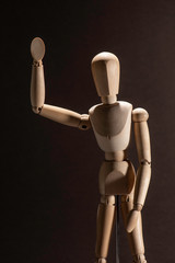 Wooden Artists Mannequin - Hi / Hello Gesture - Close © Peter James