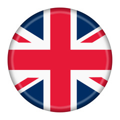 British Flag Button isolated on a white background with clipping path