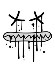 gesicht beißen zähne knirschen tot tod graffiti tropfen mund augen lustig comic cartoon clipart design