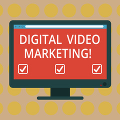 Fototapeta premium Word writing text Digital Video Marketing. Business concept for uses of video contents to promote a brand or product Blank Computer Desktop Monitor Color Screen Mounted with Progress Bar