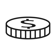 Money. Line Icon Vector. Payment system. Coins and Dollar cent Sign isolated on white background. Flat design style. Business concept.