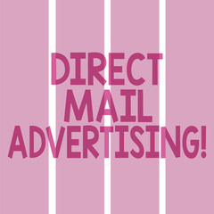 Text sign showing Direct Mail Advertising. Conceptual photo deliver marketing material to client of postal mail Rectangular Color Label Strips Blank Text Space for Presentation Posters