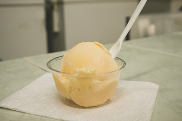 Scoop of Mantecado Ice Cream at Market in Mexico City